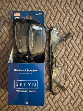 BKLYN Readers 2-Pack +1.25 Black Frame with a Bonus Free Pair